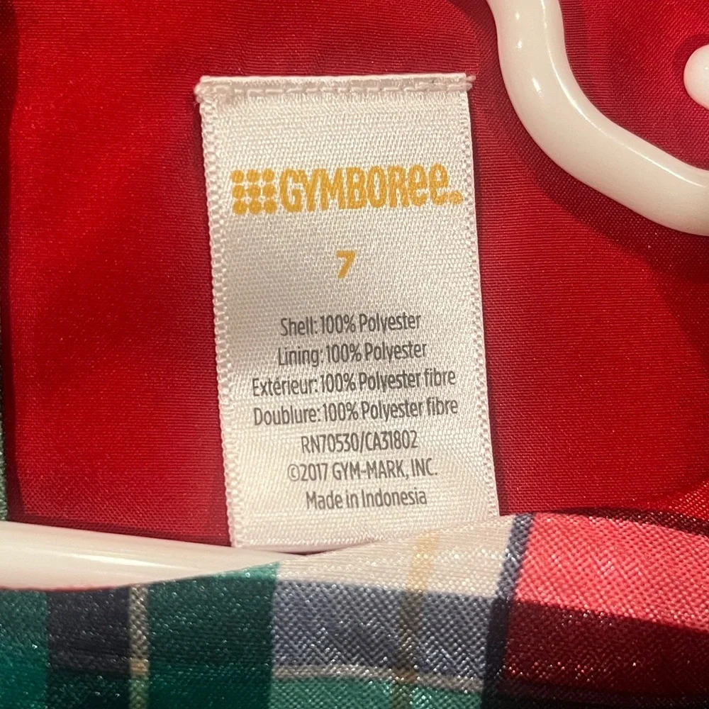 Gymboree Red & Green Plaid Holiday Tartan Sleeveless Party Dress, size 7 Girls